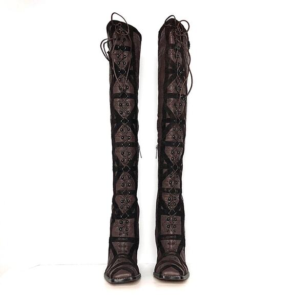 NEW Dior Retro Vintage Cannage Over The Knee Laceup Heeled Boots 37 - Picture 5 of 9